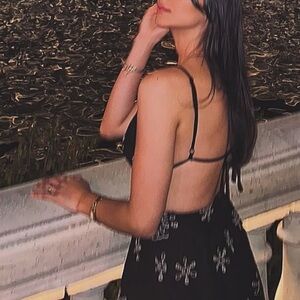 Zara, xs, black, embroidered dress